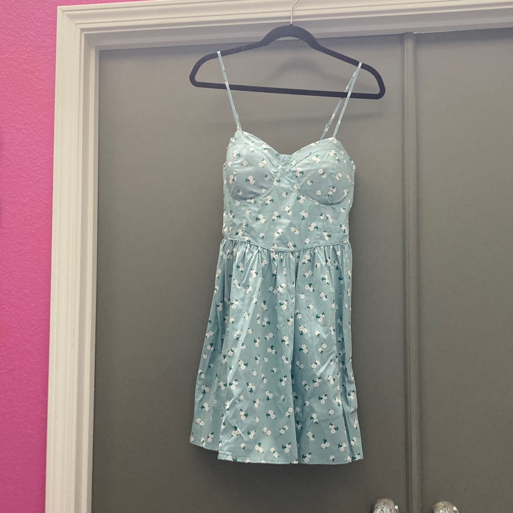 No Boundaries Light Blue Floral Dress